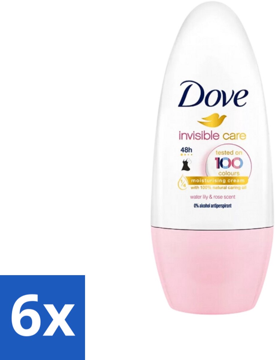 6 x Dove Invisible Touch - Floral Care - Deodorant Roll-on - Waterlelie & Roos - 50 ml - Deodorant - Antitranspirant - Dove - Invisible Touch - Waterlelie