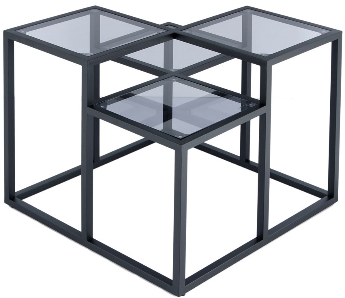 Padiro vierkante bijzettafel 60 x 60 x 53 cm - zwart - Modern Art-Déco Glamour Look - glazen tafelblad - ijzeren onderstel