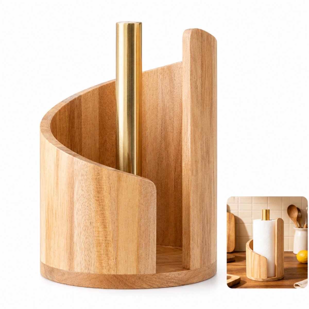 Tissue Houder - Toiletpapierhouder - Papier Handdoekenrek - Hout -10*15cm - Geen Installatie Nodig - Voor Keukens, Badkamers, Woonkamers