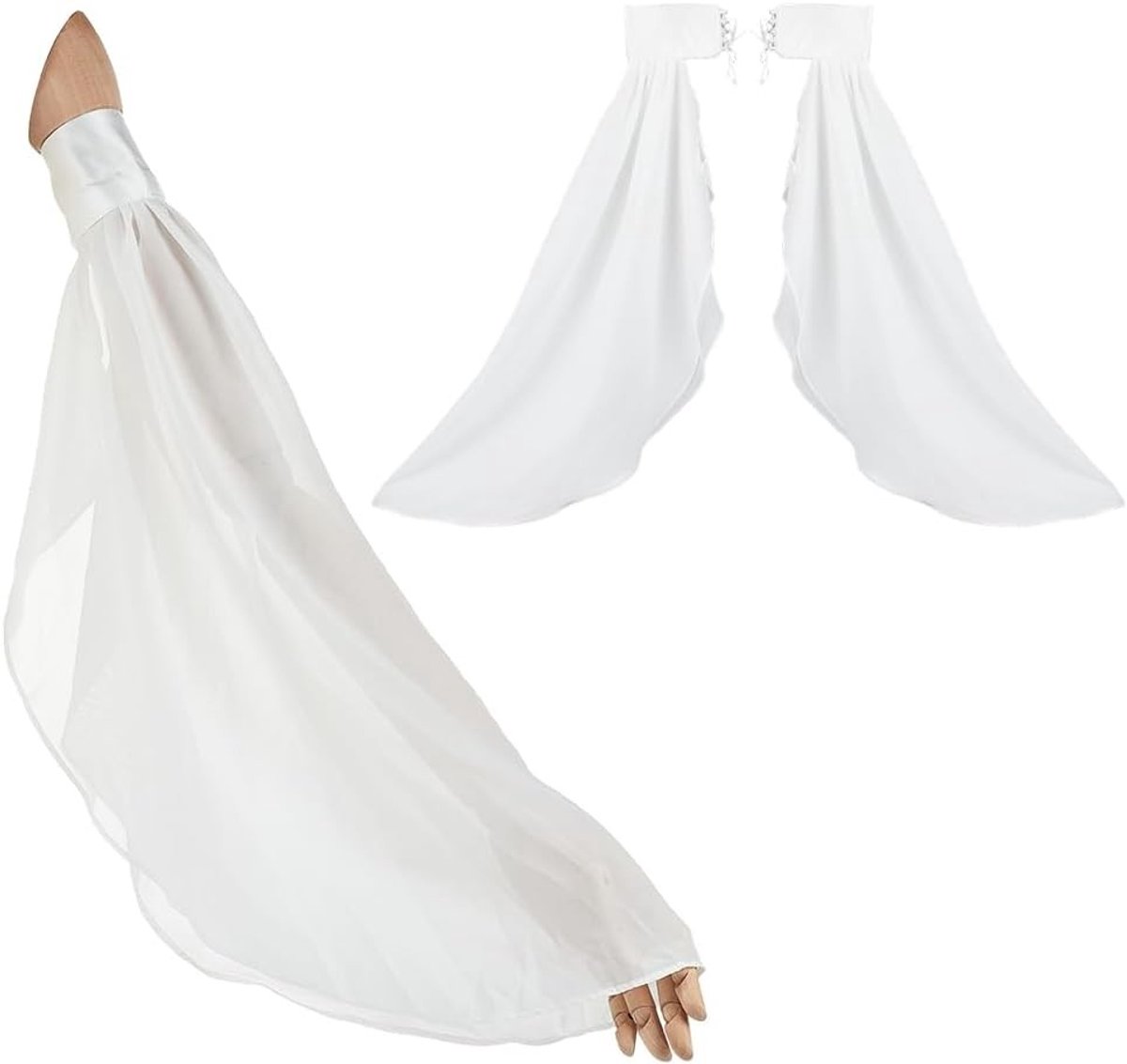 Elegante Lange Tulle Opera Handschoenen voor Vrouwen - Victoriaanse Chiffon Mouwen en Gothische Accessoires voor Kostuums en Feestjes