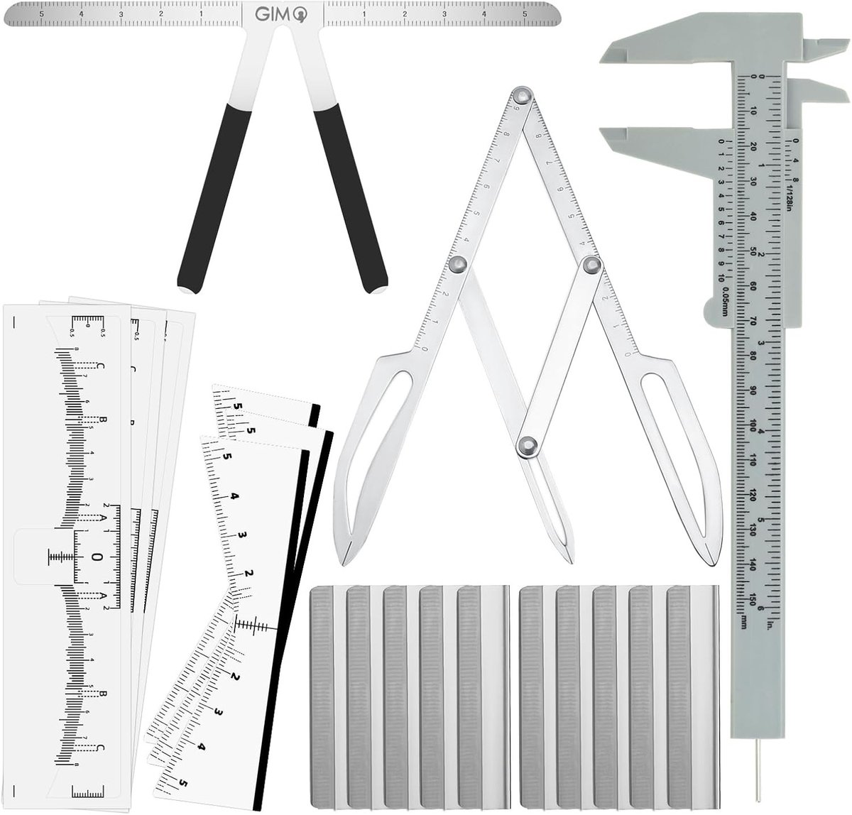 Set voor het Positioneren van Wenkbrauwen met 3 Punten, Gouden Verhouding en Microblading Meetinstrumenten