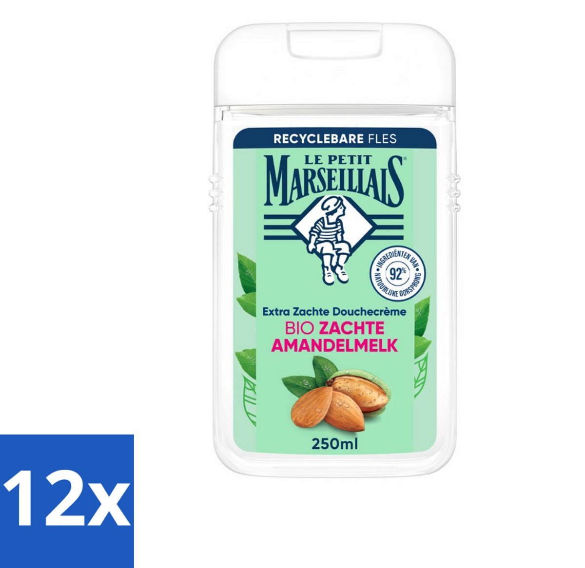 Le Petit Marseillais – Douchecrème – Zoete Amandel – Hydraterend – 250 ml - Voordeelverpakking - 12 stuks