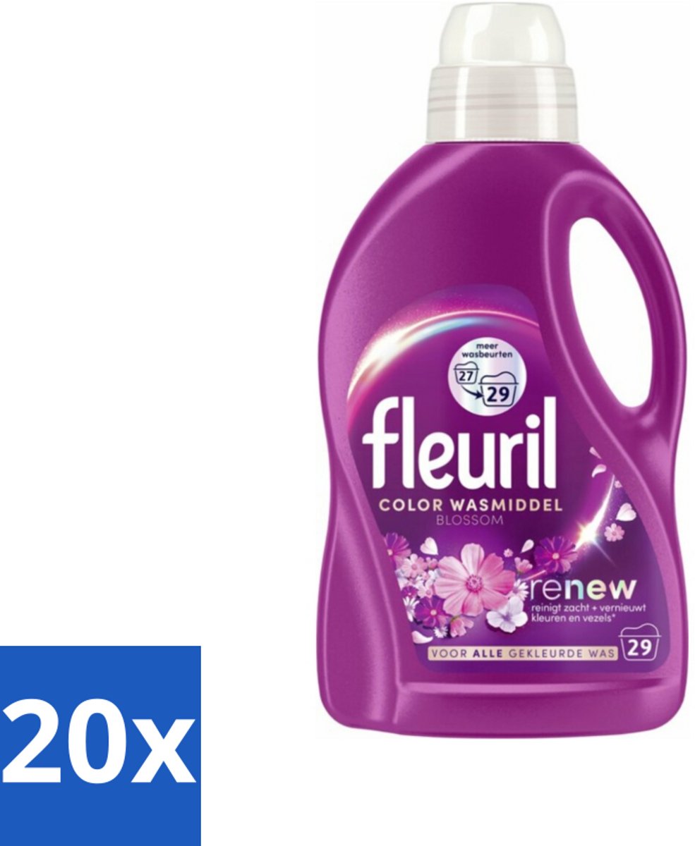 Fleuril – Wasmiddel - Color Blossom – 29 wasbeurten – 1,305 L - Bulkverpakking - 20 stuks