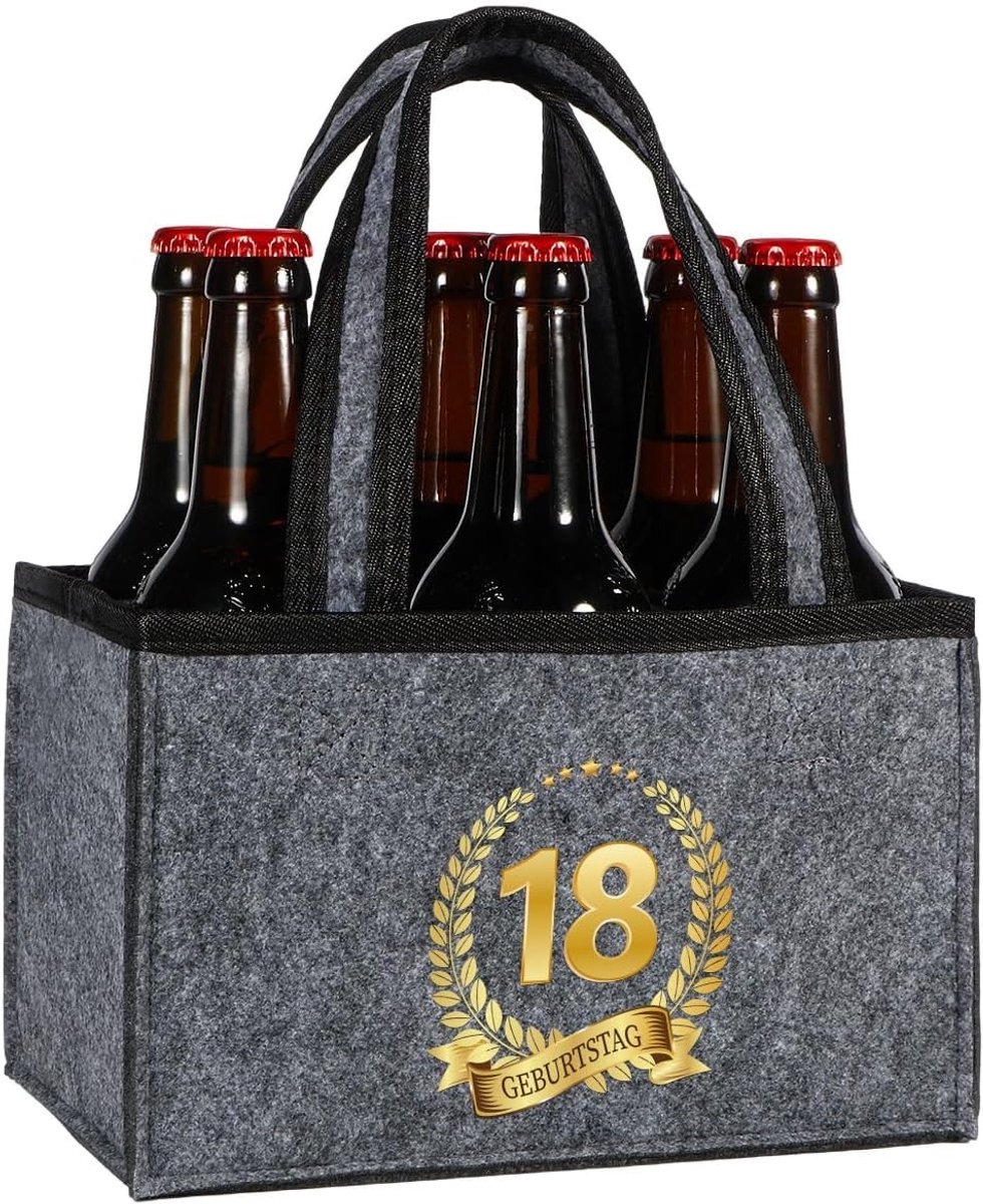 Praktische Flessentas voor 6 Flessen - Herbruikbare Handtas met Scheiders en Handvat, Perfect Cadeau voor Mannen en Verjaardagen, Grijs