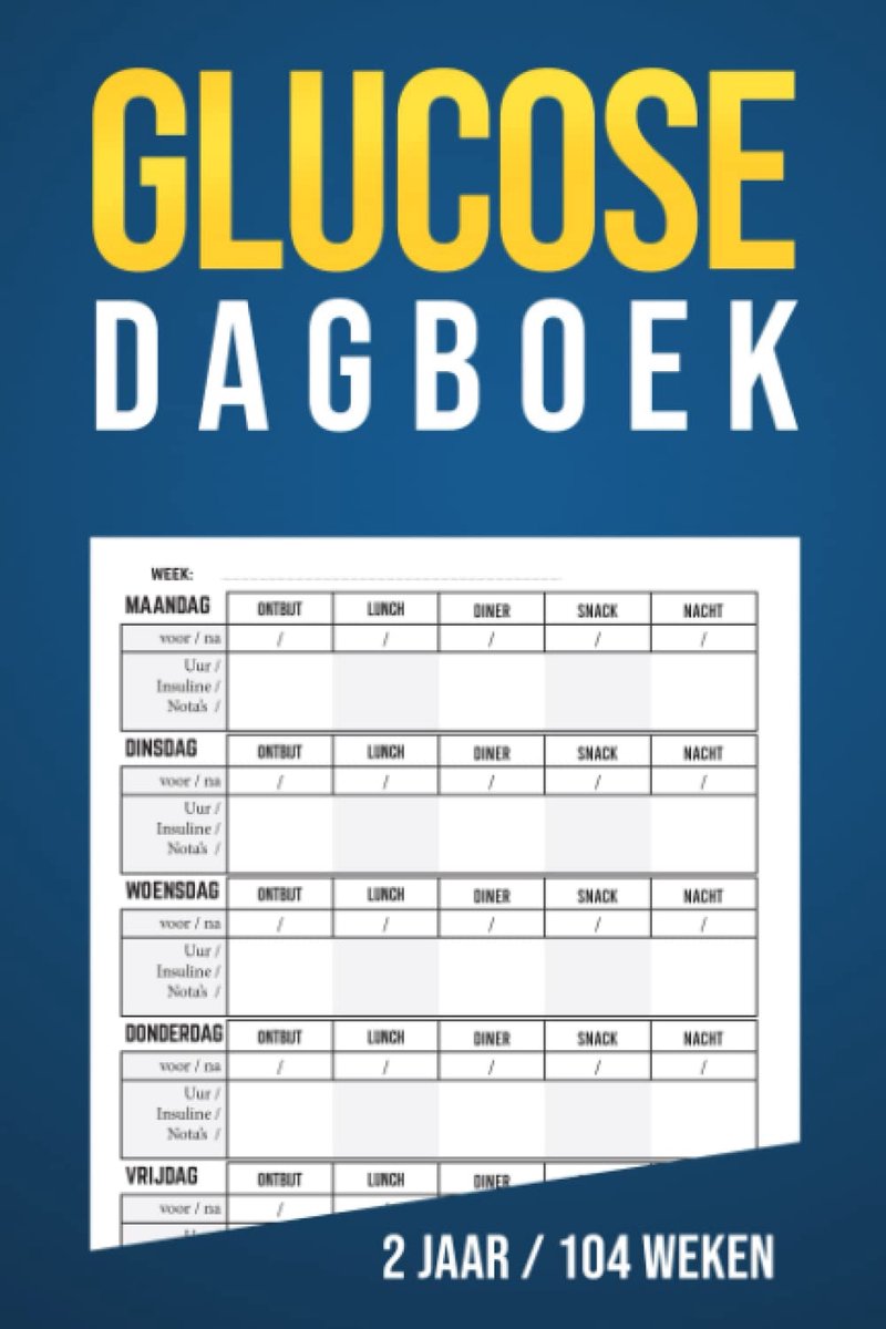 Glucose Dagboek: 2 Jaar Bloedsuiker Notitieboek, Eenvoudig en Makkelijk te gebruiken Diabetes Dagboek, 104 weken - ShopVlot