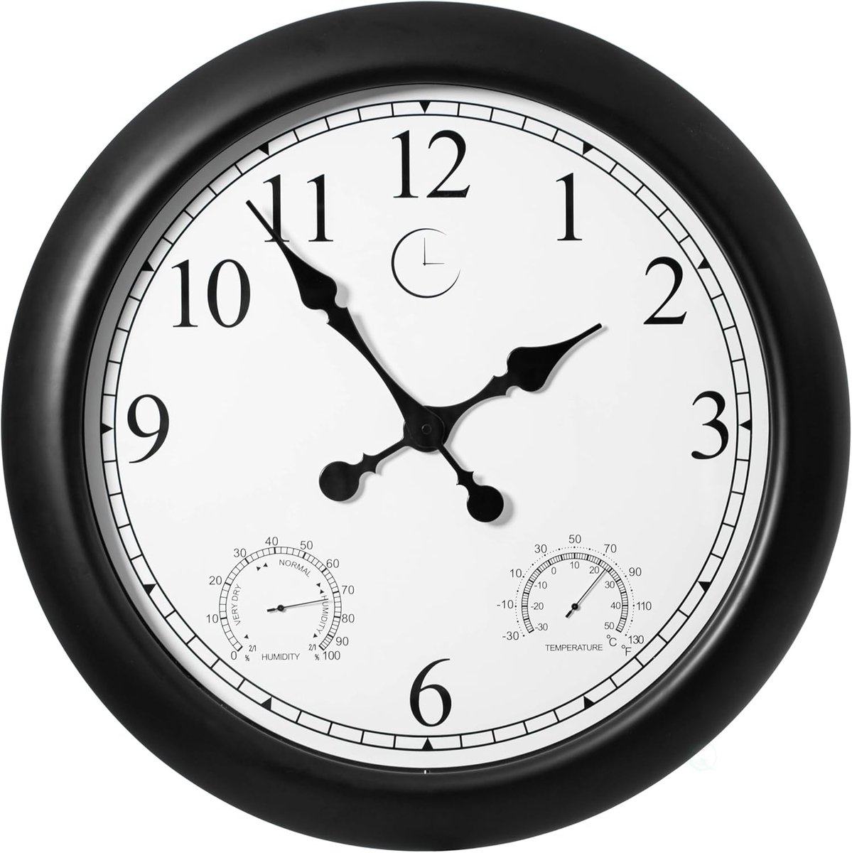 Grote Wandklok - Thermometer Hygrometer - Weer Buiten - Stil Niet-tikkend - 24 inch - Zwart