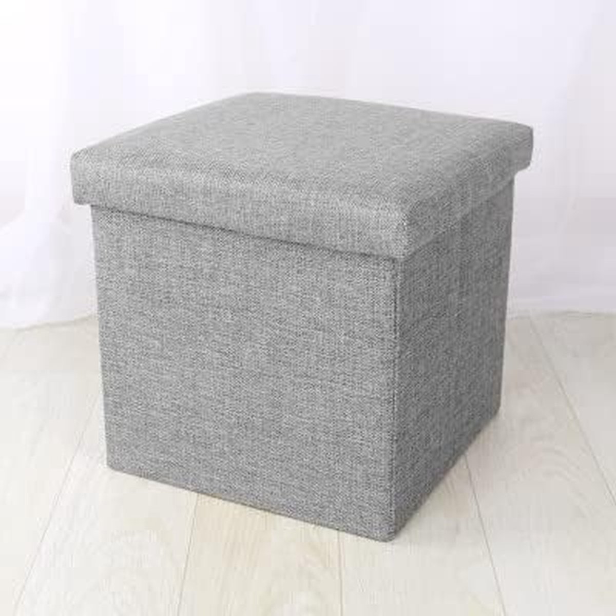 Opbergkruk - Voetenbank Poef - Extra Zitmogelijkheid - Met Opbergruimte - 30x30x30 cm - Geel