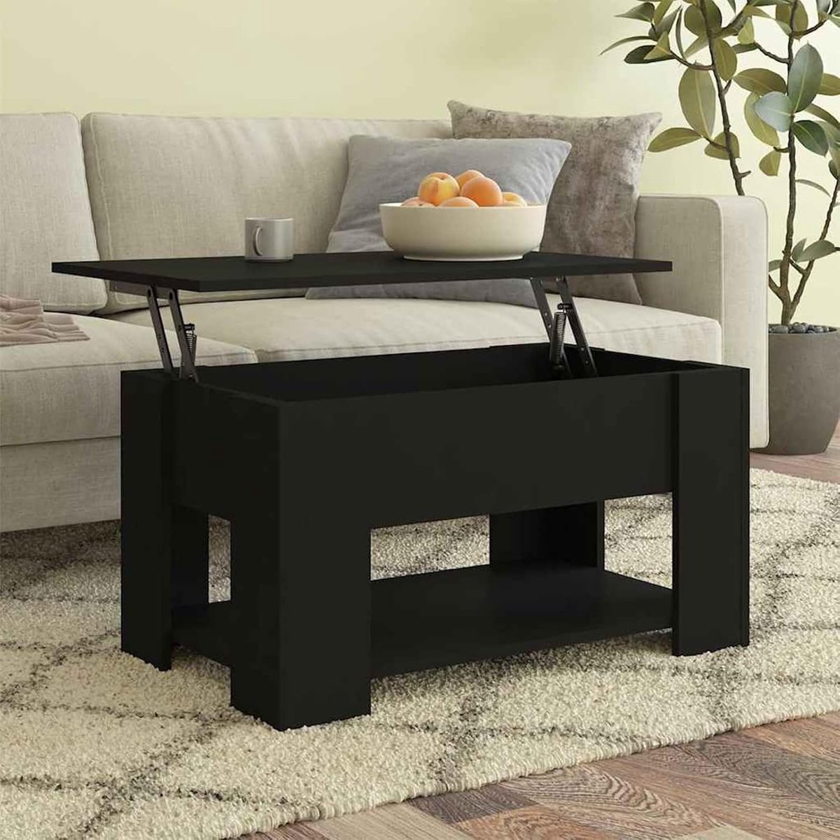 Salontafel - Bijzettafel Koffietafel - Werken en Eten - In hoogte verstelbaar - 79x49x41 cm - Zwart