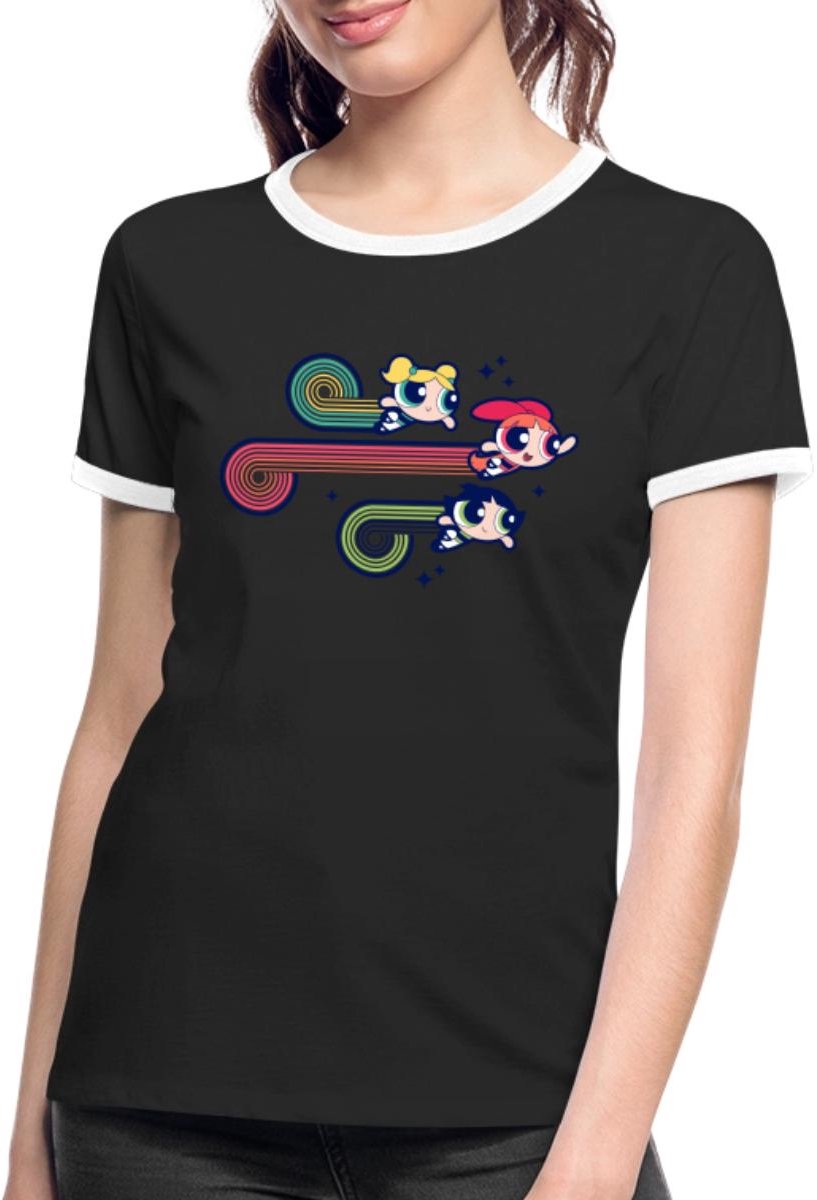 Powerpuff Girls Retro Vrouwen Contrast Shirt