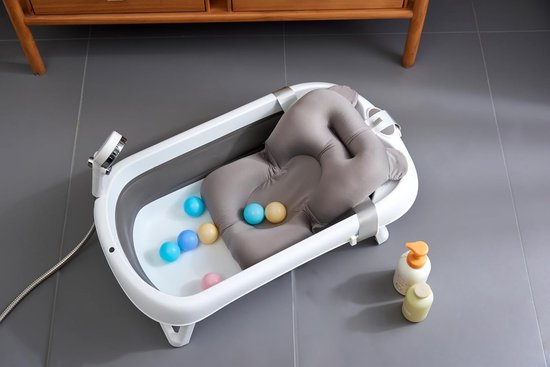 Babybadkussen - Baby badsteun - Veilig Baden - Antislip Design - Verstelbaar - Grijs — afbeelding 5