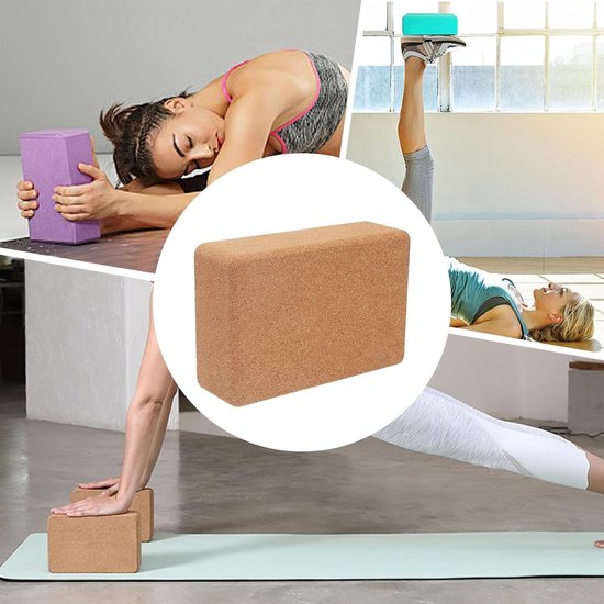 Yoga Blok - Pilates Gereedschap - Fitness Training - Antislip Kurk - 23 x 15.5 x 8 cm - Natuurlijk — afbeelding 5