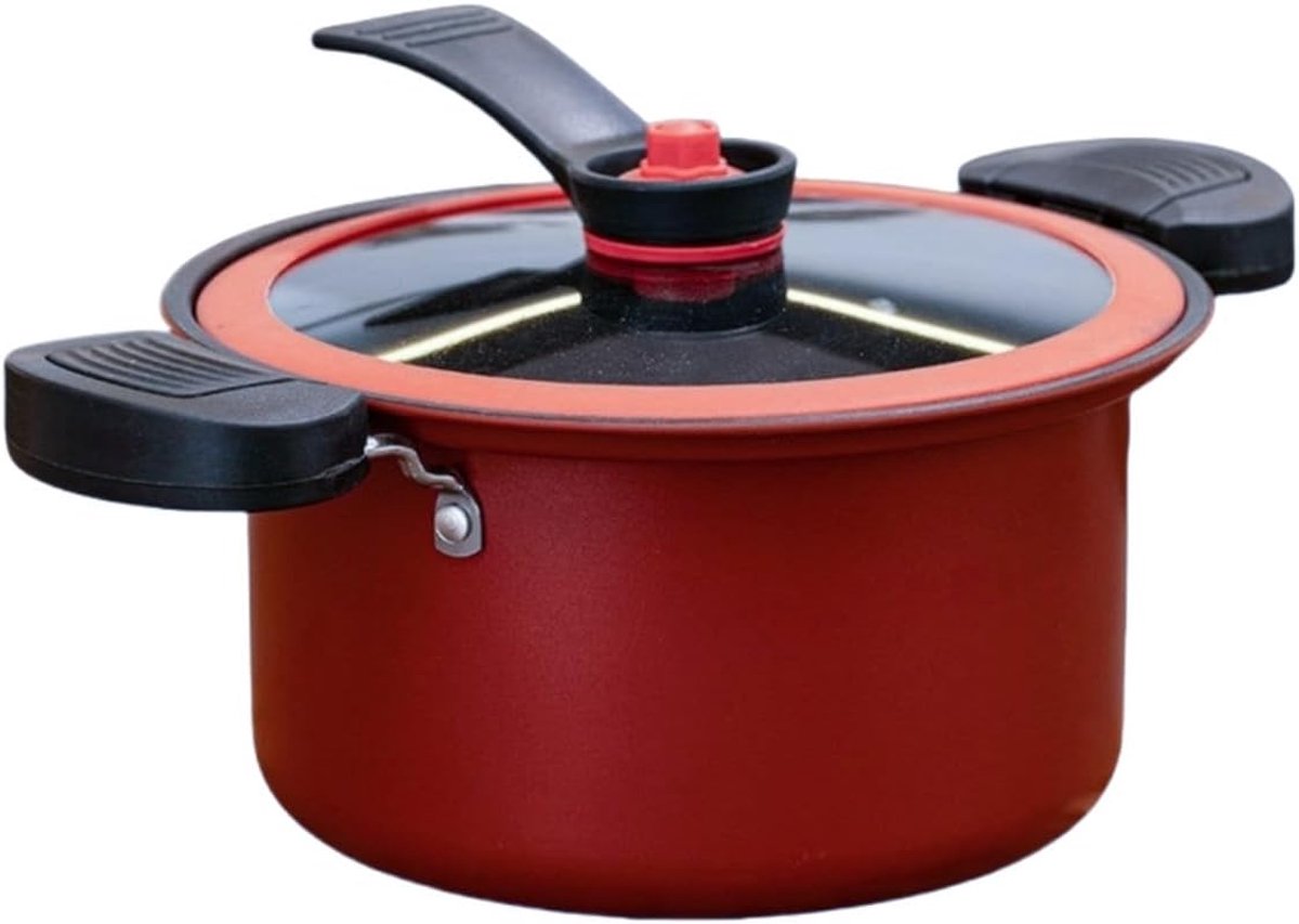 Druk Slowcooker - Stoofpan Kookpot - Snelle Maaltijden Bereiden - Antiaanbaklaag - 3.5L - Zilverachtig Rood
