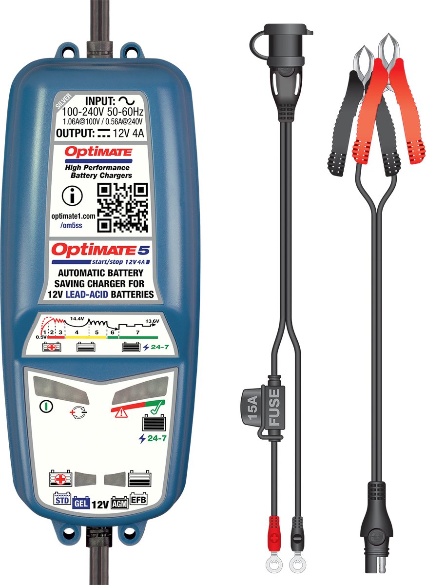 TecMATE Optimate 5 charger start/stop 12v-4a