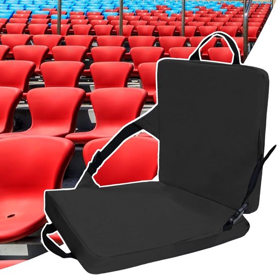 Stadionstoelen met Rugleuning - Draagbare tribune stoel - Buitenactiviteiten comfort - Snel opvouwbaar ontwerp - 38x34x34cm - Zwart verdikt — afbeelding 5