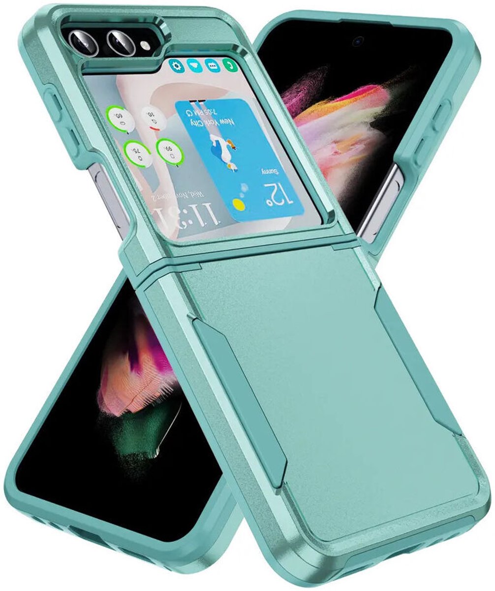 Armor Back Cover Groen Hoesje Geschikt voor Samsung Galaxy Z Flip 5