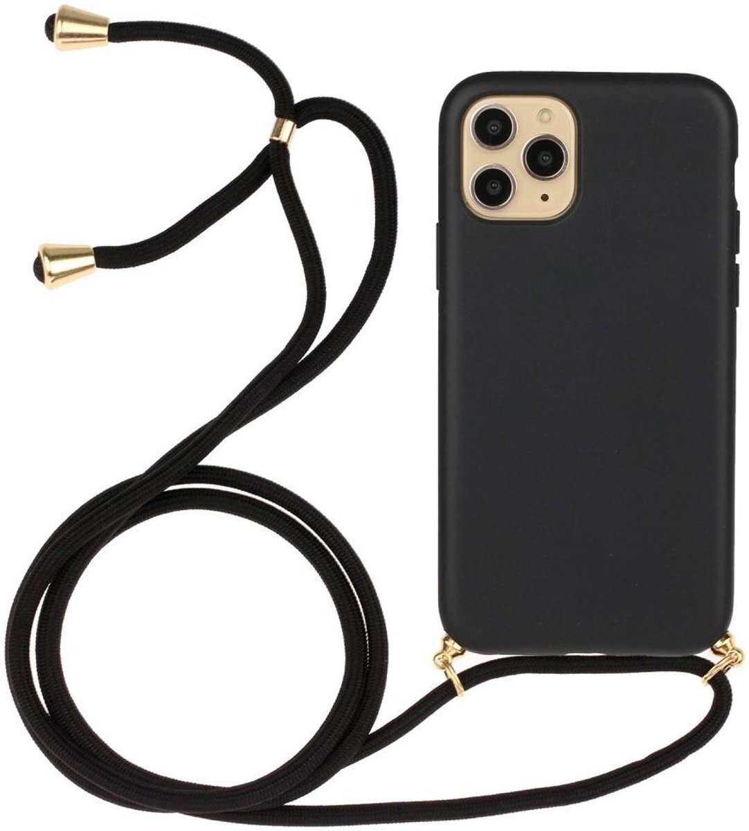 Hoesje Back Case Flexibel TPU met Koord Zwart Geschikt voor Apple iPhone 14 Pro