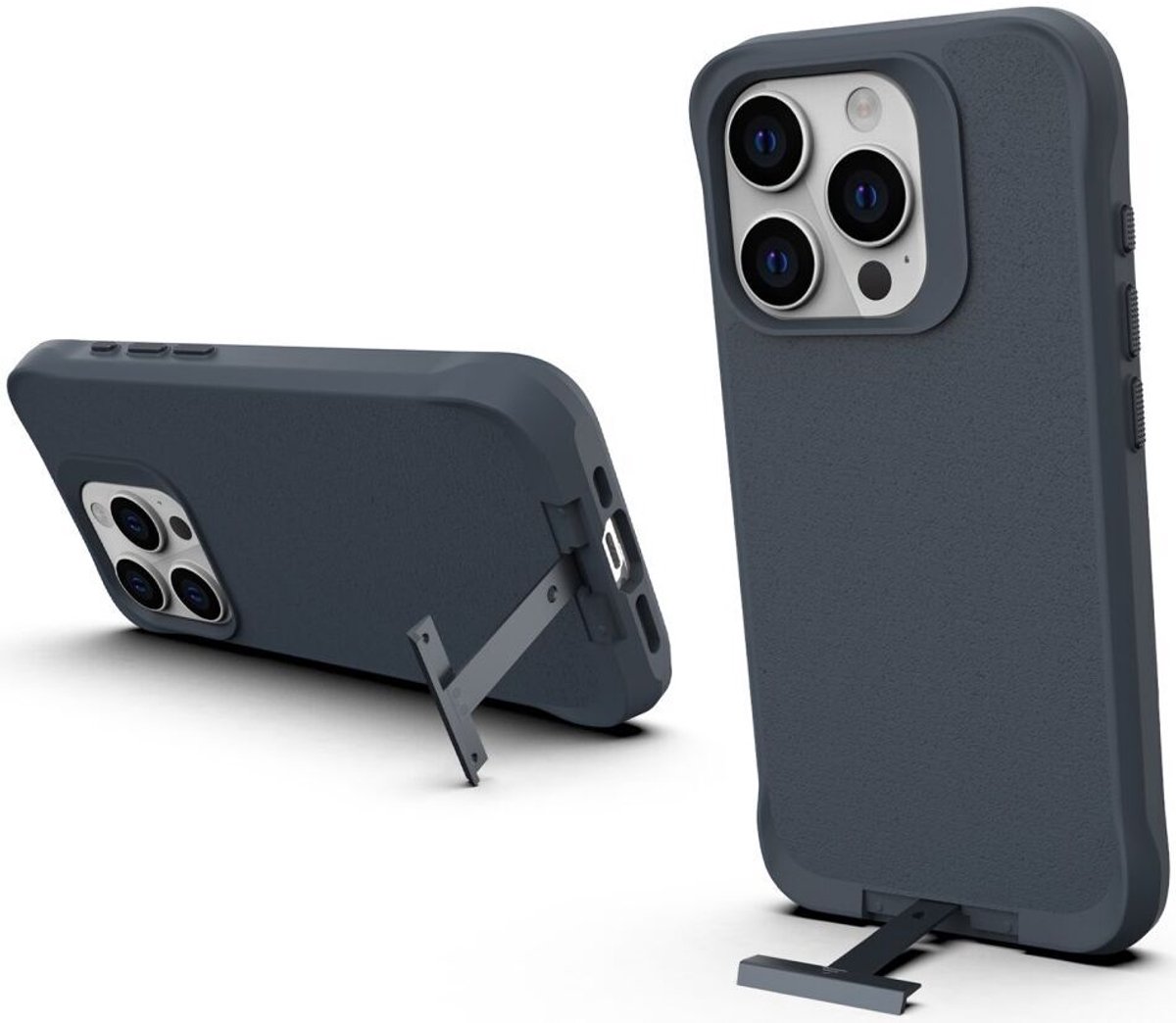 Hoesje Metalen Kickstand Back Cover Grijs Geschikt voor Apple iPhone 15 Pro
