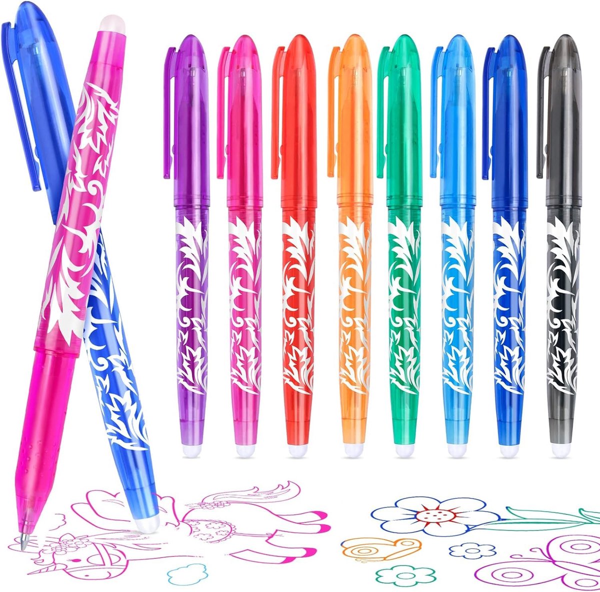 carmdering - Uitwisbare Gel Pen - Uitwisbare Stift - Gelpen Met Gum - Warmtegevoelige Inkt - Kleurrijk Schrijven - Kunststof Behuizing - Vlekloos Wissen - Ideaal Voor Notities - 8 Stuks
