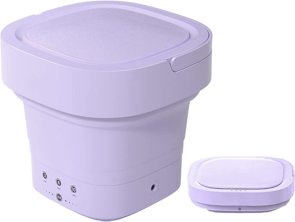 Mini wasmachine Opvouwbare bak Reizen en camping Zilverionen reiniging 5 liter capaciteit Paars