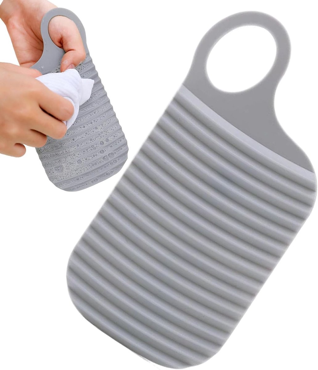 Draagbare wasplank - Handwas tool - Efficiënt kleding wassen - Veilig antislip ontwerp - 20 x 10 cm - Grijs