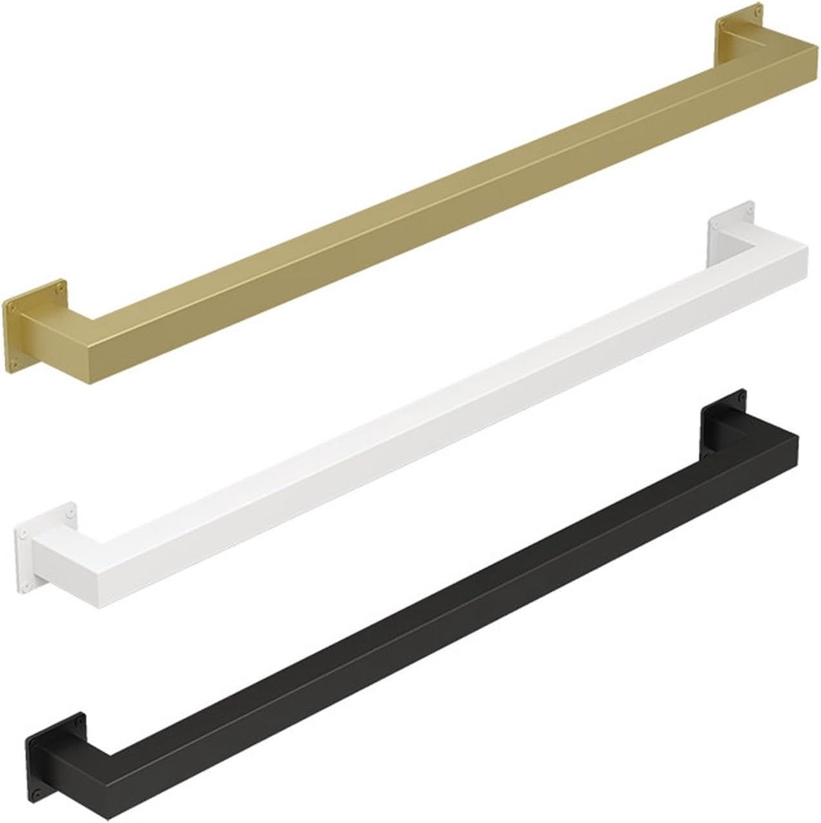 Trapleuning Vierkant Metaal - Grijpstang Veiligheid - Ondersteuning Traplopen - Zijwandmontage Ruimtebesparend - 50 cm - Zwart