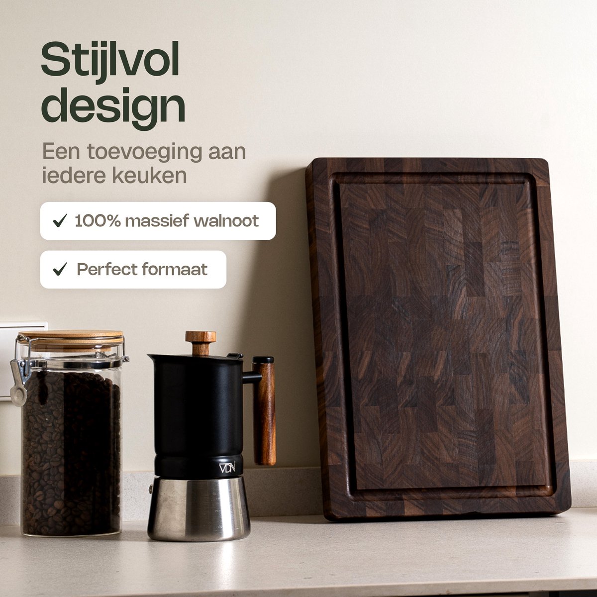 VDN Professionele Snijplank Amerikaans Walnoot Hout met Sapgeul en Handvaten – Anti-slip Borrelplank - Hakblok Kopshout 26x38x3.5 cm — cadeau in Kookcadeaus - foto 8