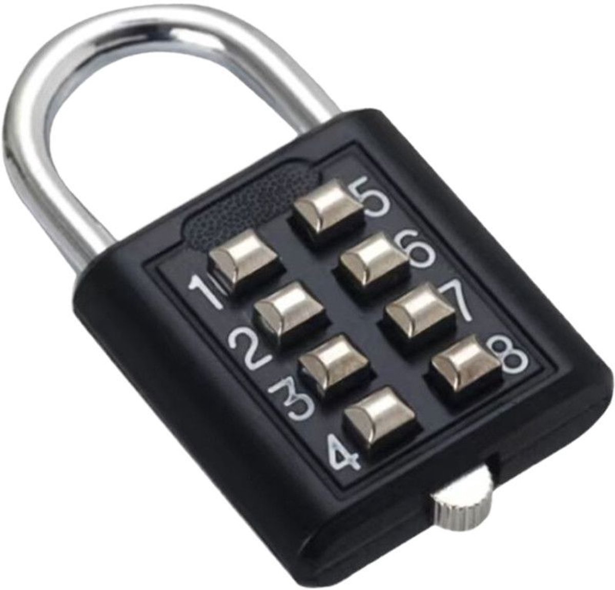 1 stuks zwarte cijferslot van legering, veilig 8-cijferig hangslot met vaste code voor koffers, rond cijferslot met duurzaam ontwerp