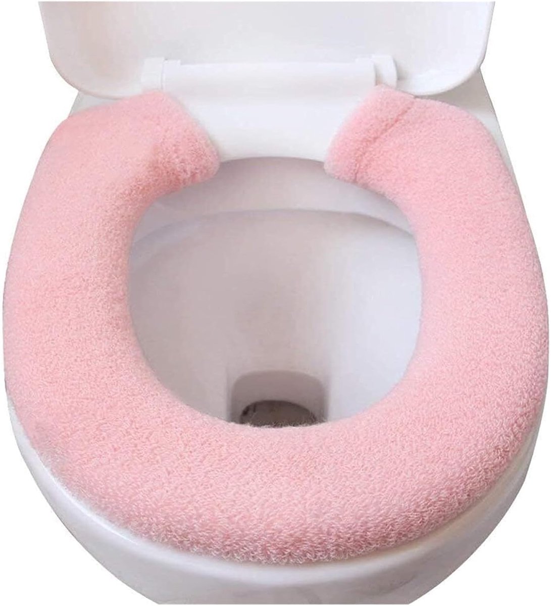Toiletkussen - Stoelhoes toiletbril - Comfortabel zitten - Zacht en rekbaar - 70 x 15 cm - Roze