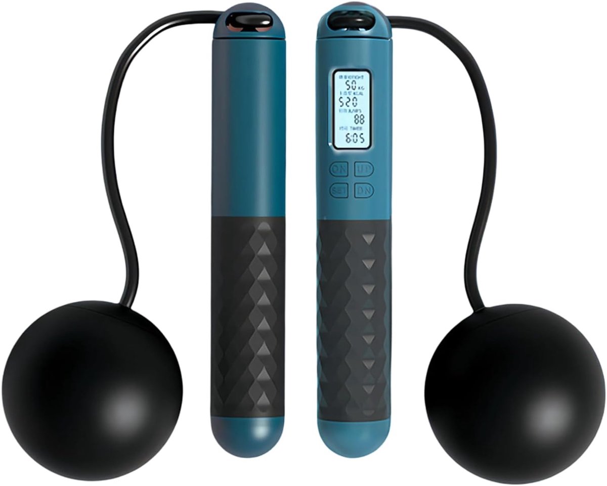 Springtouw met teller - Digitaal springtouw - Fitness training - Antislip handvat - One size - Donkergroen