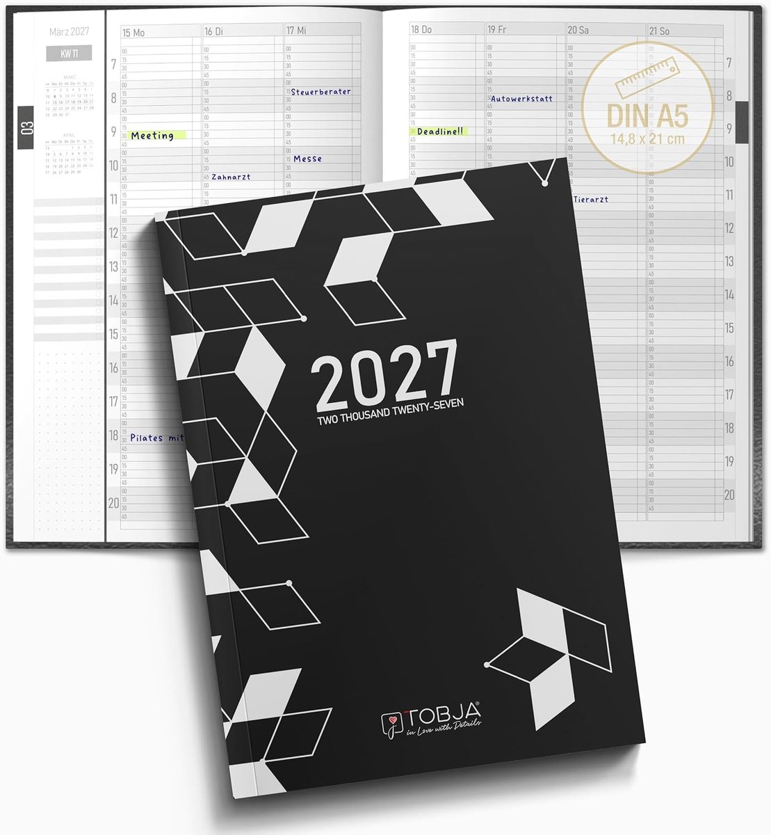 SnelShoppen - Agenda 2026 A5 - Weekplanner met 15-minuten intervallen - Boekkalender DIN A5 voor Kappers en Praktijken - Perfect voor Afspraken en To-
