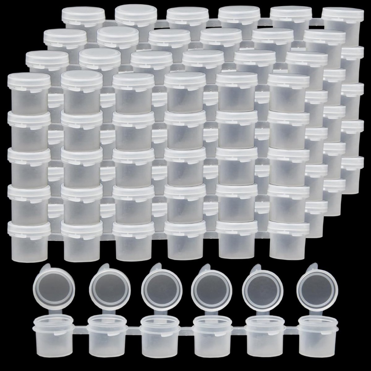 SnelShoppen - 120 Lege Kleurpotjes 5 ml Mini Verfpotten met Deksel, Kunststof, Voor Kinderen, Scholen, Schilderen en Kunsthandwerk (20 Strips)