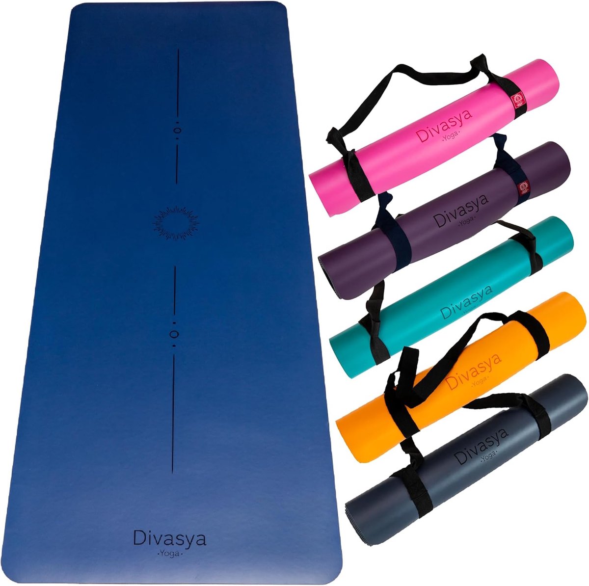 SnelShoppen - Yoga Mat Non-slip Natuurlijk Rubber - Professionele Grip, Extra Breed, Lang & Dik (185x68x0.5cm) met Schouderband
