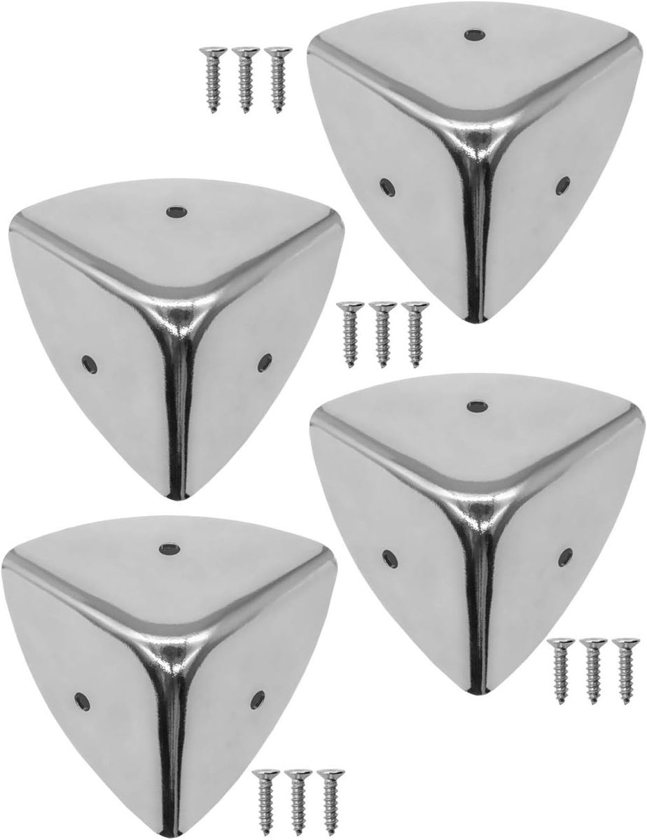 SnelShoppen - 4X RVS Hoekbeschermers - Stijlvolle Hoekbescherming voor Meubels, Koffers en Dozen - 39x39mm - Duurzaam en Makkelijk Schoon te Maken - Z