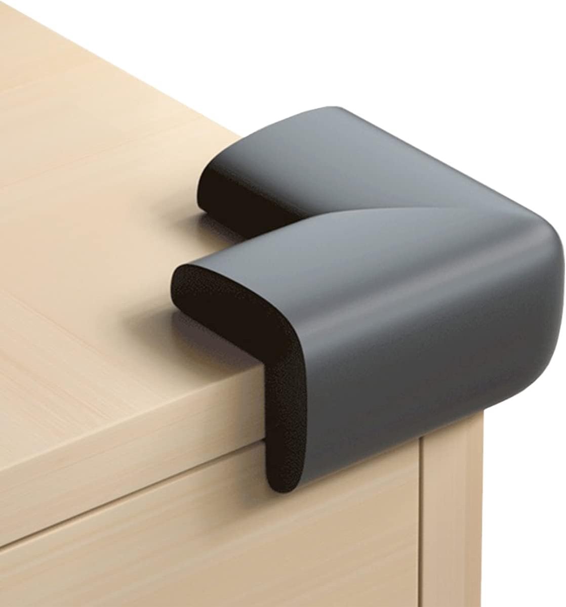 SnelShoppen - Safety Corner Protectors voor Kinderen - 4 Hoekbeschermers, Tafelbescherming, Zachte Hoekkussen met Sterke Lijm - Zwart - Ideaal voor Ba