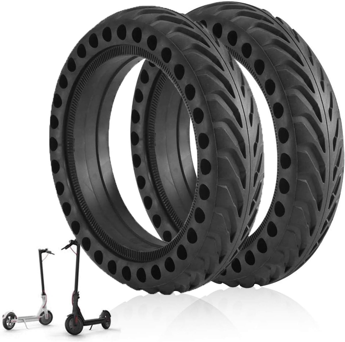 SnelShoppen - 21.5 cm Lekvrije Vervangwielen voor Elektrische Scooter - Duurzame Honeycomb Structuur, Onderhoudsvrij, Geschikt voor Meeste Modellen