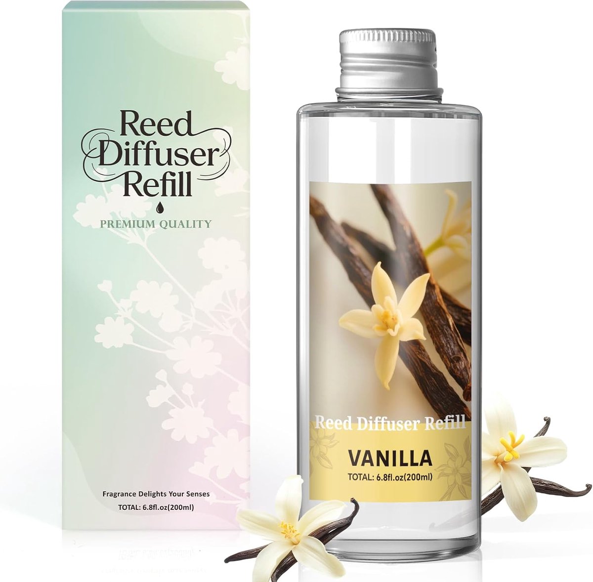 SnelShoppen - Air Freshener Refill 200ml Vanille Geurolie Navulling voor Diffuser, Langdurige Aroma Navulling voor Woonkamer, Slaapkamer en Badkamer