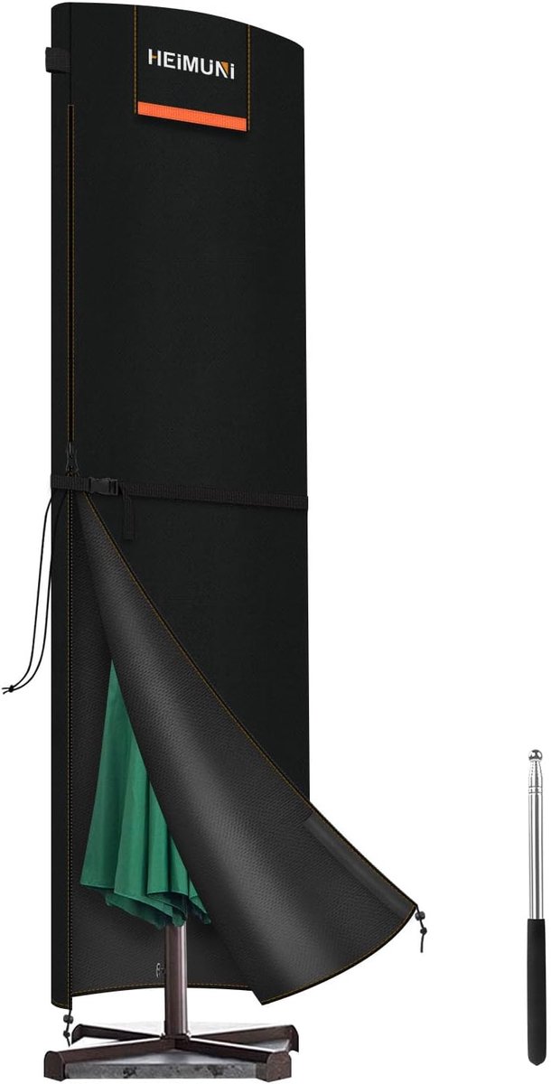 SnelShoppen - Waterdichte Parasolhoes voor Tuin Parasol 3-5 meter, 420D Oxford Stof, Bescherming tegen UV en Wind, Inclusief Beschermende Stok - 295x8