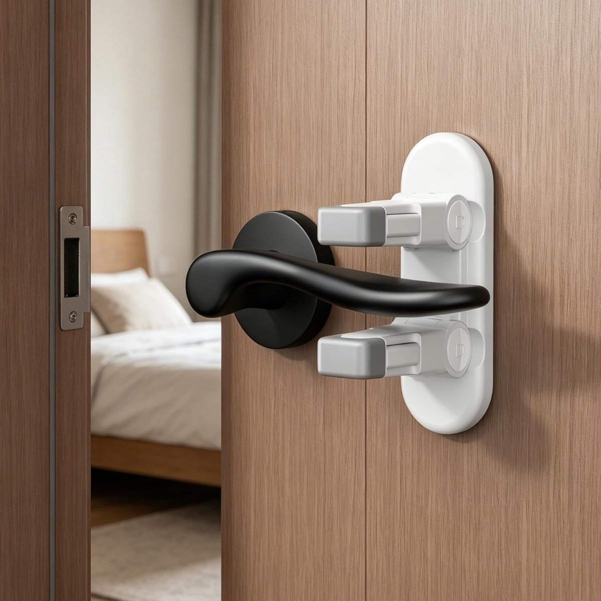 SnelShoppen - 2Pcs Snap-on Deurslot Veiligheidsloten voor Baby's en Kinderen, Kindvriendelijke Deurhendel Lock, Geen Boren, Babyproof Veiligheidsslot