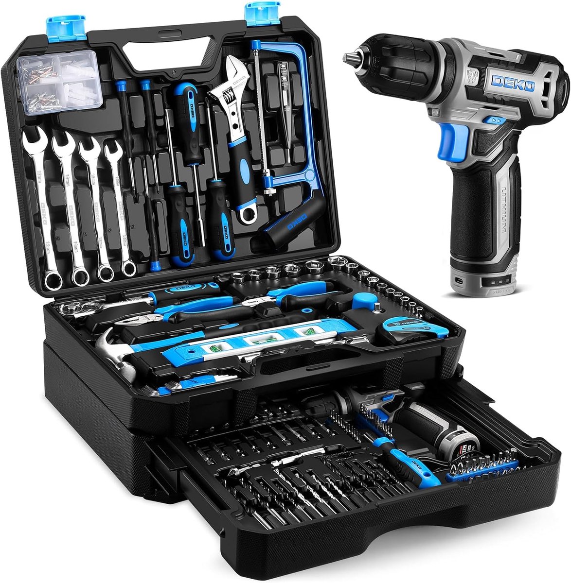 SnelShoppen - 238-delige Gereedschapsset met 12V Accuboormachine, Handgereedschap, Opbergtas, Mechanische Toolkit voor Thuis en Klussen in Huis