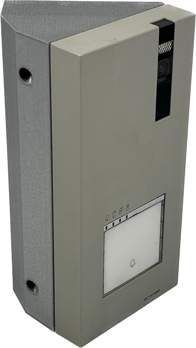 SnelShoppen - Housing met 45° hoek metallic grijs voor Comelit QUADRA videophone - Weerbestendig PETG materiaal, omkeerbaar links/rechts, ideaal voor
