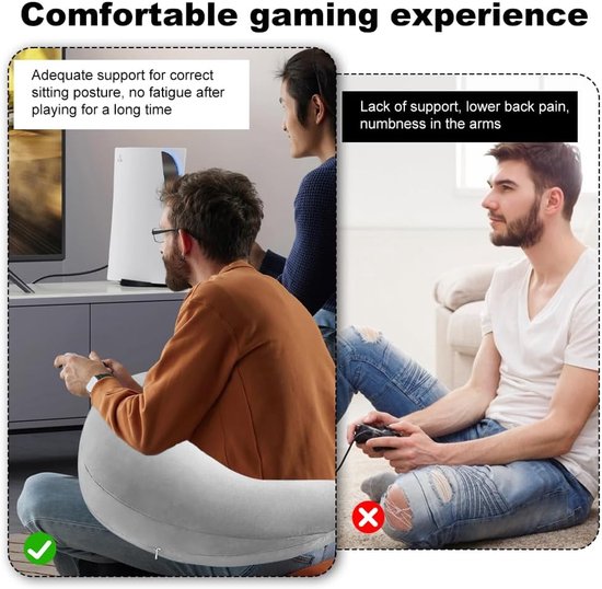 SnelShoppen - Gaming Kussen Grijs - Ergonomisch Haakkussen voor Gamer, Zacht Kussen, Comfortabel, Geschikt voor Langdurig Gebruik, Perfect voor Gaming van snelshoppen — afbeelding 3