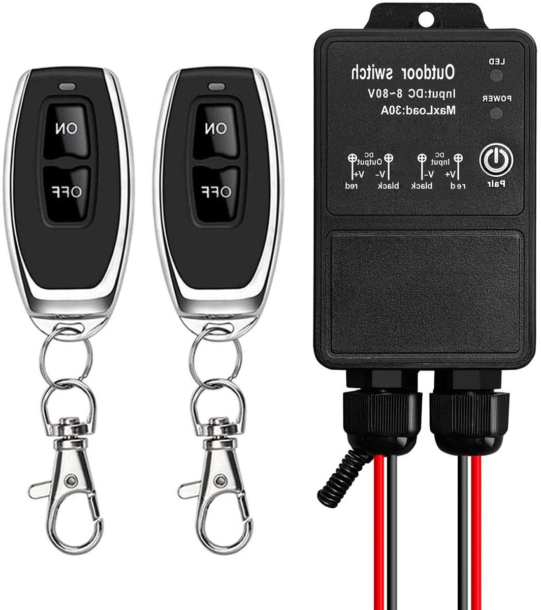 Afstandsbediening Schakelaar - Draadloze Relais - Apparaten Besturen - IP65 Waterdicht - 30A 8-80V - Zwart