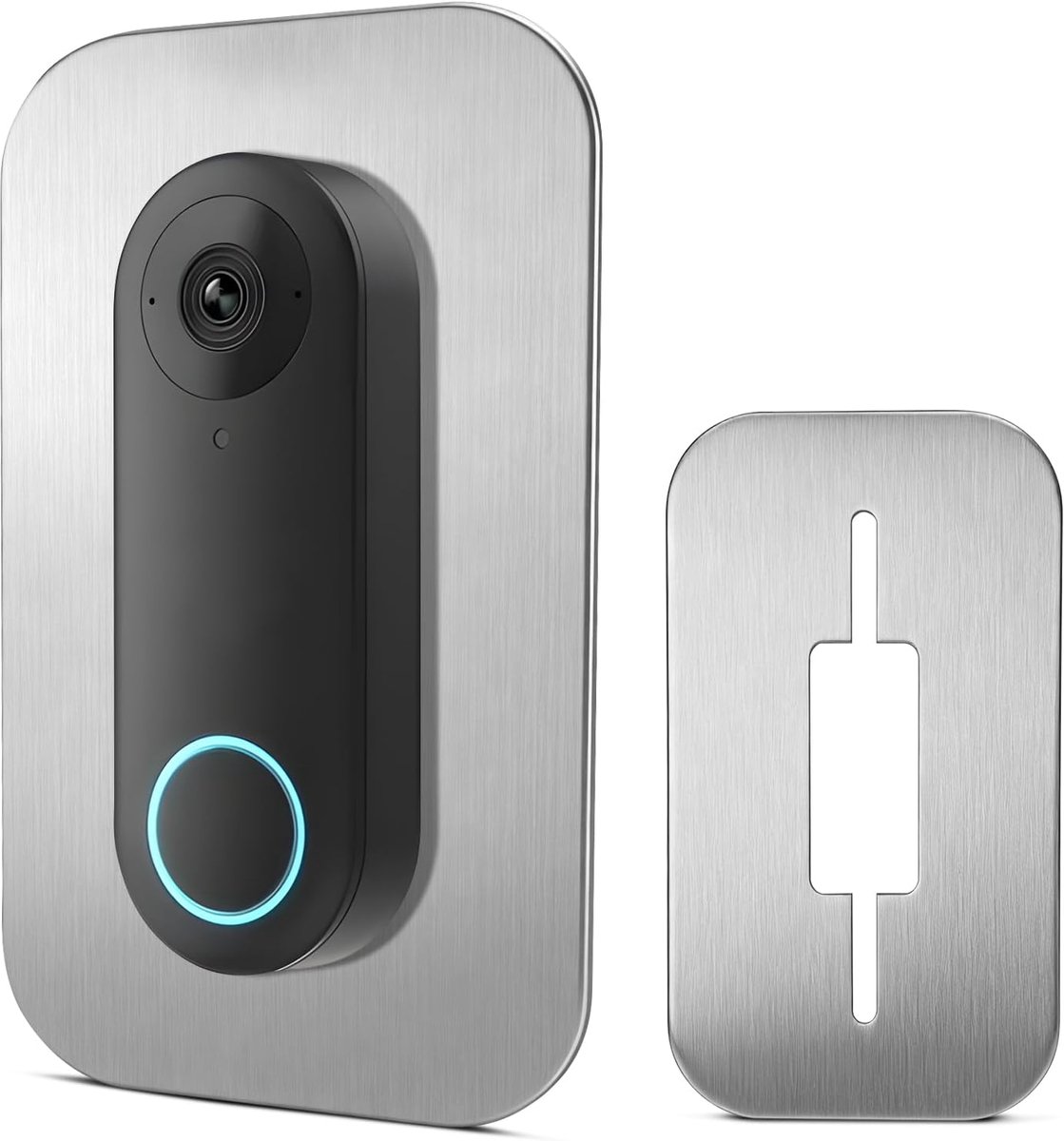 SnelShoppen - RVS Cover Plate voor Deurbel met Camera, Montageplaat voor Reolink Deurbel PoE, WiFi en Batterij, Bescherming voor Oude Gaten en Kabels