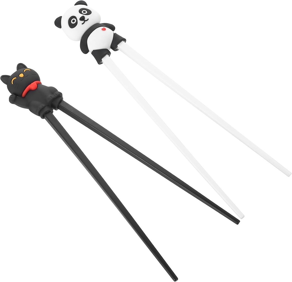 SnelShoppen - 2 Paar Eetstokjes voor Beginners - Educatieve Antislip Sushi-Stokjes - Duurzame Siliconen - Ideaal voor Noedels en Ramen - Panda en Kat