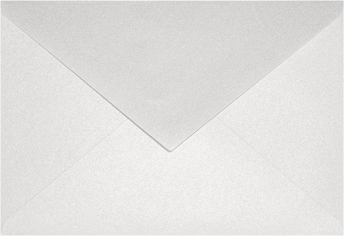 SnelShoppen - C6 Enveloppen 25 Stuks Moeder van Parel Wit 114x162mm Aster Metallic Effect Zonder Raam, Taped Valve voor Bruiloft, Kerst, Verjaardag