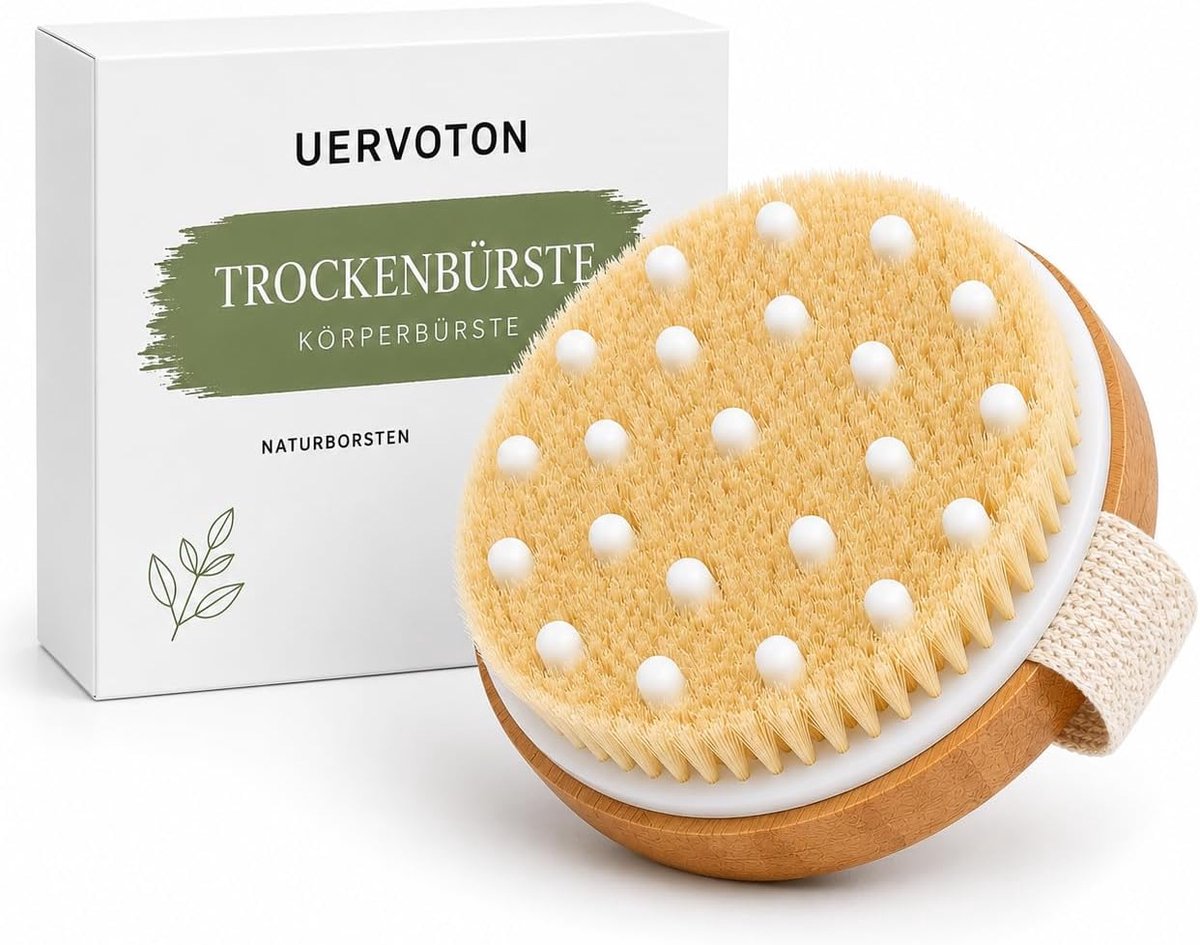 SnelShoppen - Drying Brush, Body Brush, Droogborstel met Natuurlijke Haren | Voor Lymfedrainage, Peeling, Droogmassage en Dagelijkse Lichaamsverzorgin