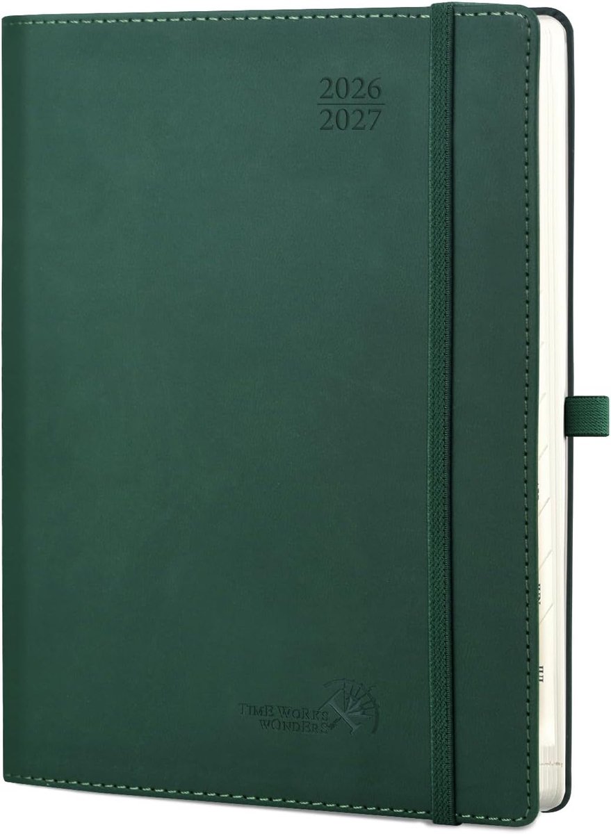 SnelShoppen - Teacher Agenda 2026-2027 - Schoolplanner DIN A4 - Lerarenplanner met PU Soft Cover - Bosgroen - Onderwijs Voorbereiding met Maandelijks