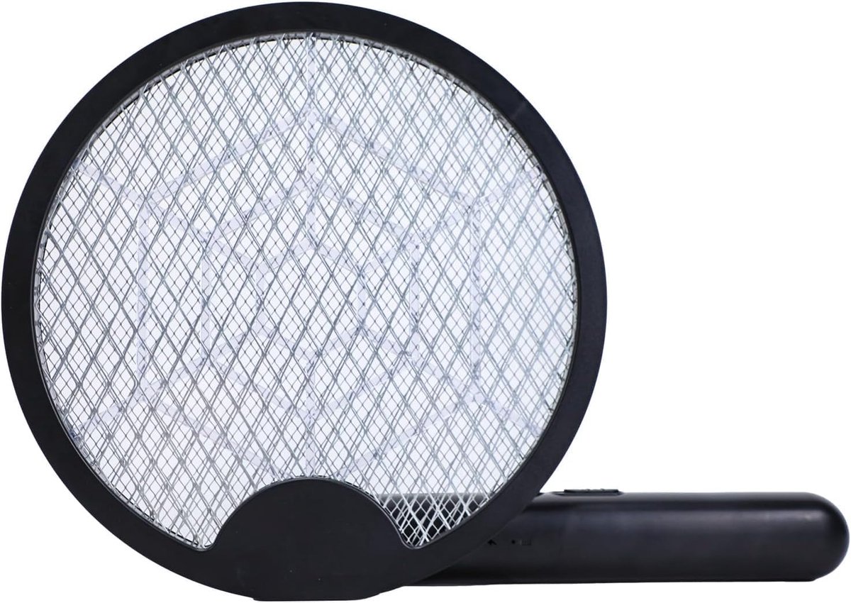 Thijox - Elektrische Muggenveger 3-in-1, Oplaadbaar, Opvouwbaar, 4000 V Veiligheid, Zwart, Ideaal voor Camping, Tuin en Binnengebruik