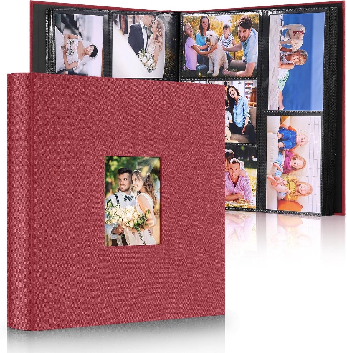 SnelShoppen - Groot Fotoalbum Insteekalbum voor 600 Foto's 10x15 cm - Linnen Binding, Personaliseerbaar, Zwart - Ideaal voor Familie, Bruiloften, Reiz