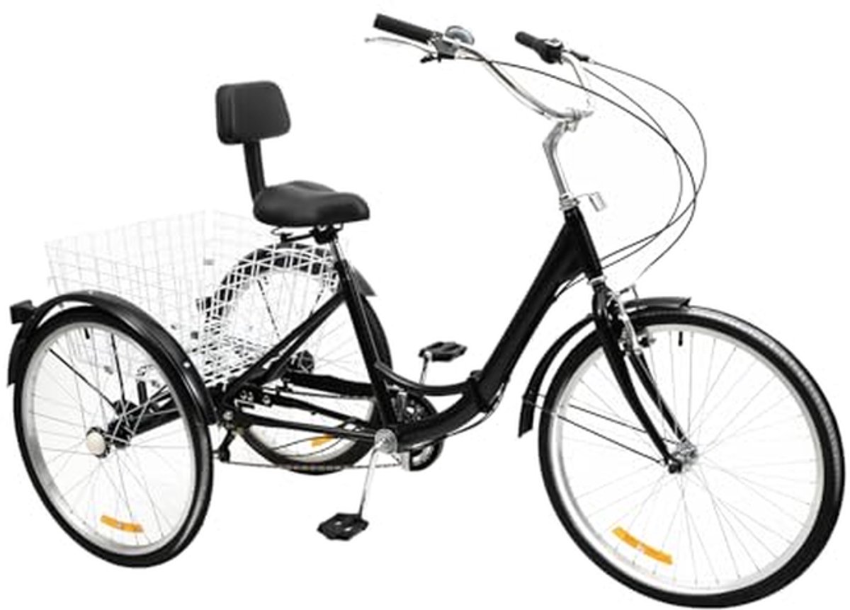 Inklapbare Driewieler - Driewieler Volwassenen - Stadsvervoer - Verstelbaar Comfort - 24 inch Wielen - Zwart